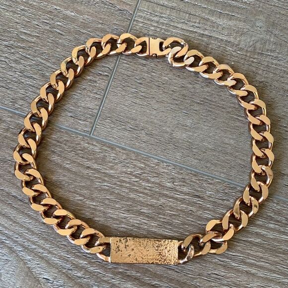 Luv Aj Rose Gold Thick Chain Oversized ID Necklace - Picture 3 of 4